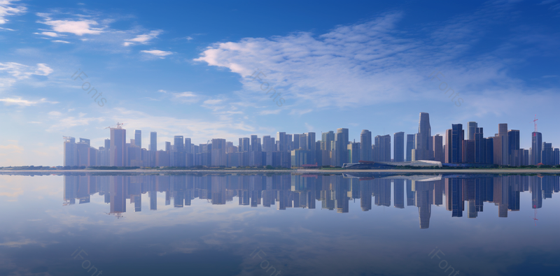 实拍湖边上远处的高楼大厦建筑背景,高清,摄影图,摄影图片,图片大全,摄影图免费下载